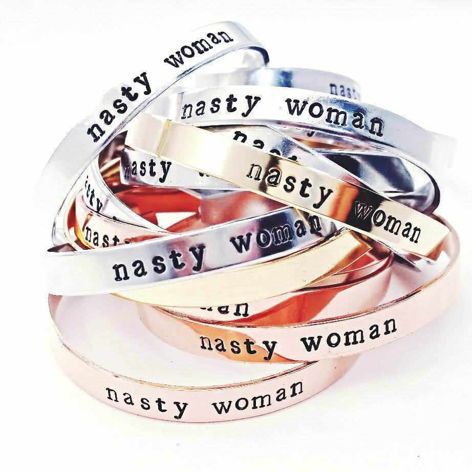 NASTY WOMAN Feminist Stacking Cuff Bracelet Salt and Sparkle