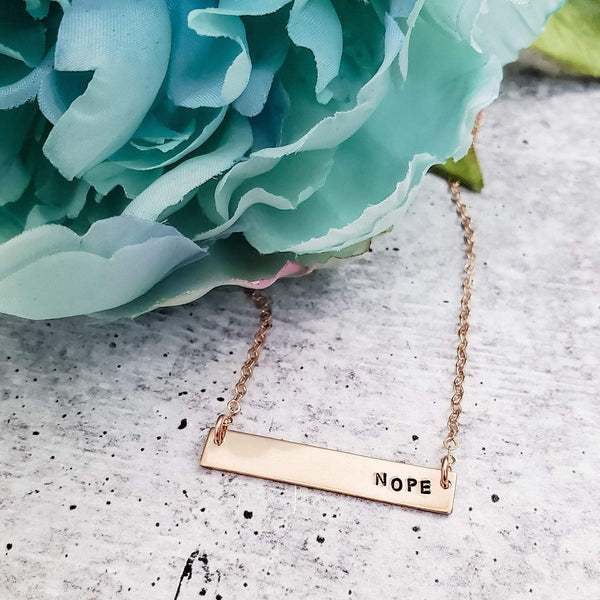 NOPE Bar Necklace Salt and Sparkle