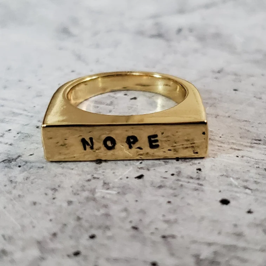 NOPE Gold Plated Flat Top Ring Salt and Sparkle