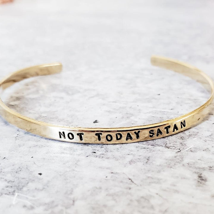 NOT TODAY SATAN Skinny Cuff Bracelet Salt and Sparkle