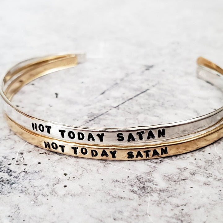 NOT TODAY SATAN Skinny Cuff Bracelet Salt and Sparkle