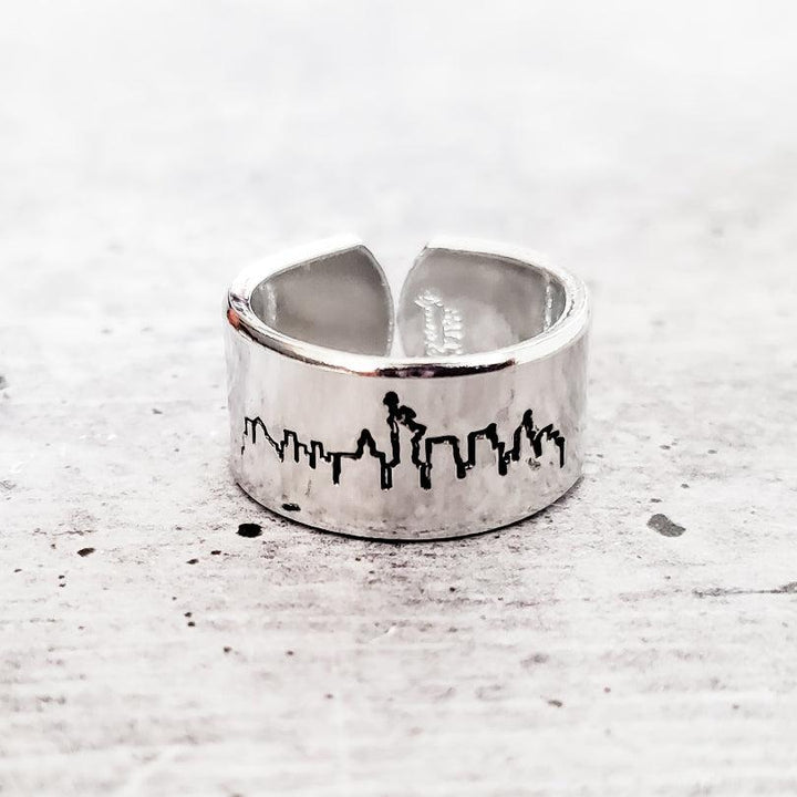 New York City Skyline Aluminum Open Ring Salt and Sparkle