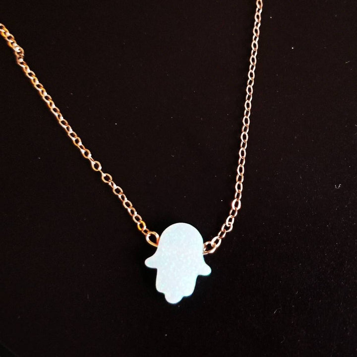 Opal Hamsa Necklace Salt and Sparkle