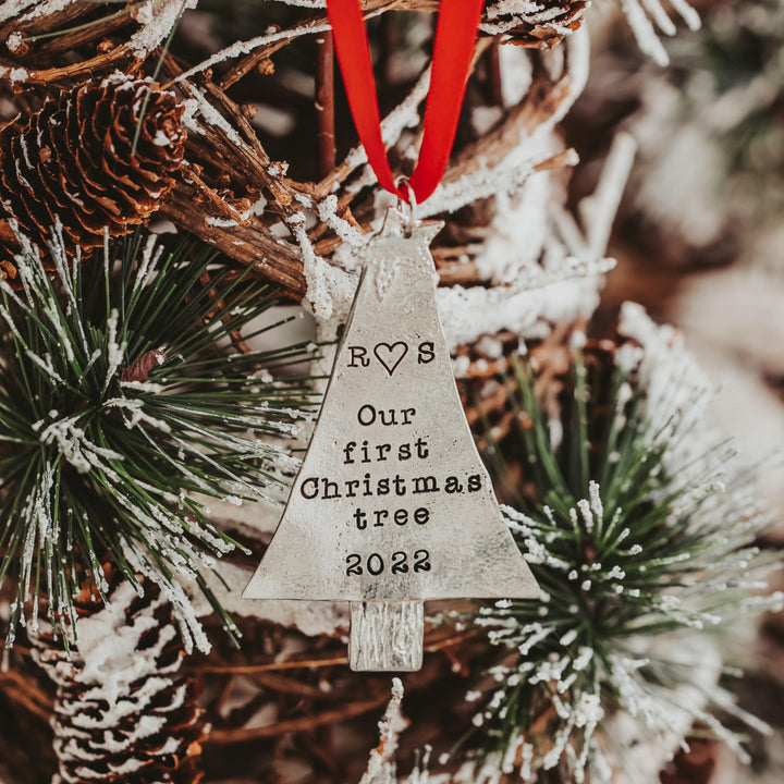 Our First Christmas Tree Personalized Ornament Salt and Sparkle