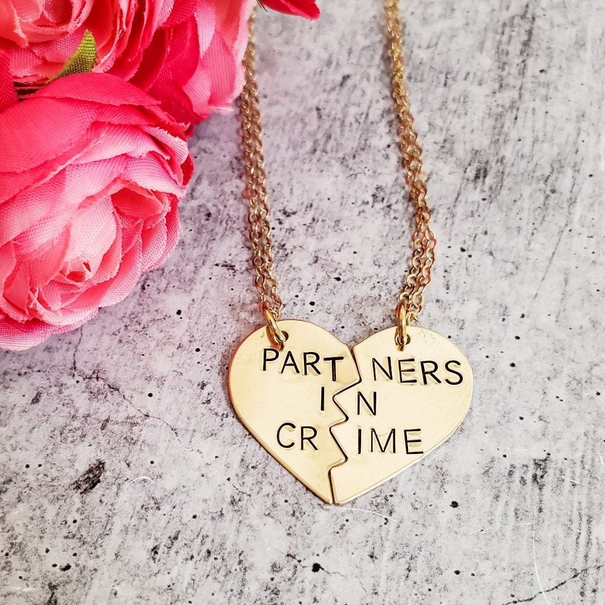 PARTNERS IN CRIME Broken Heart Friendship Necklaces Salt and Sparkle