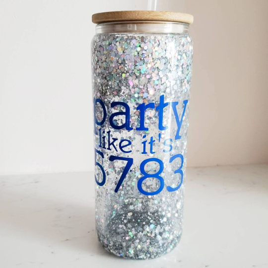 PARTY LIKE IT'S 5783 Snowglobe Glass Drink Tumbler Salt and Sparkle