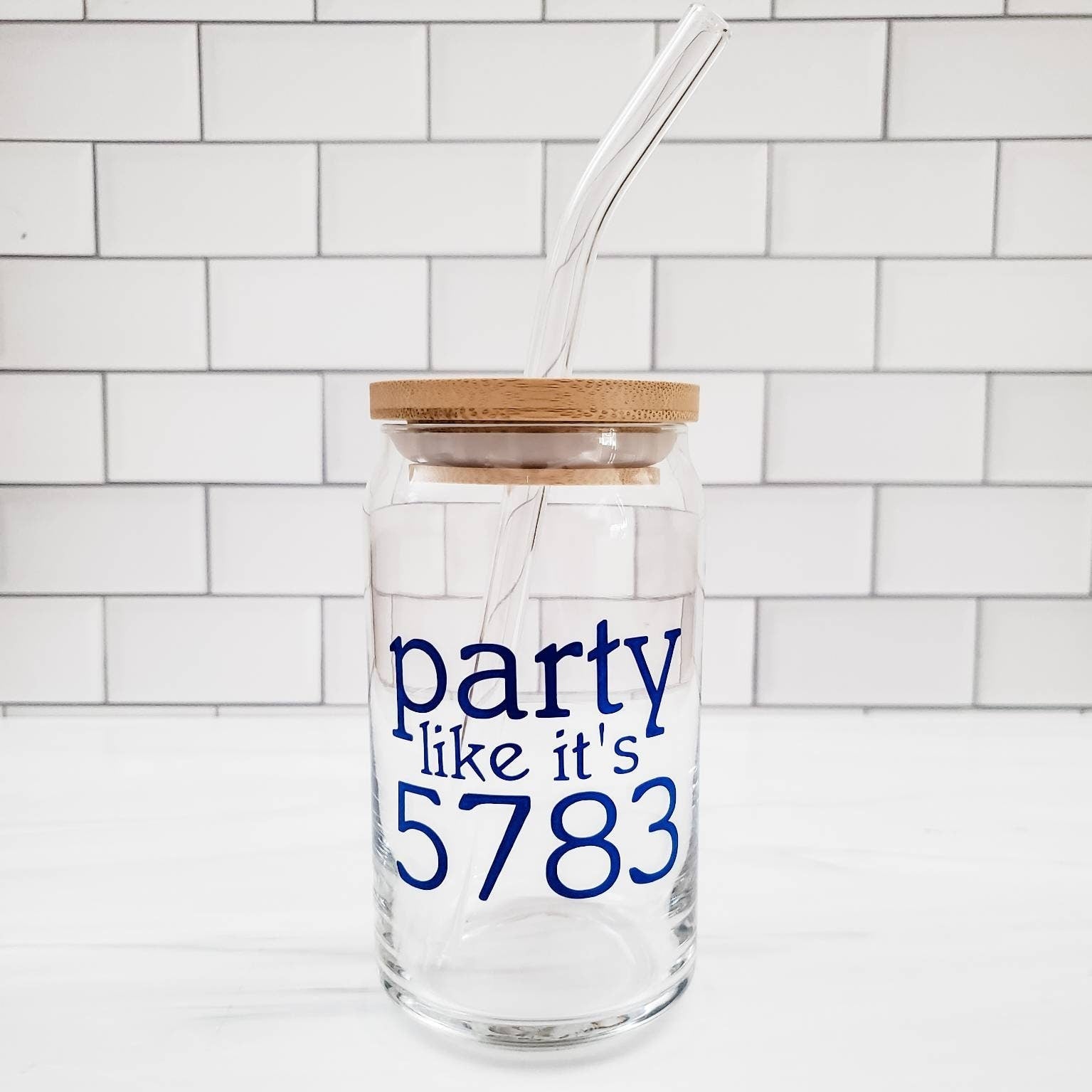 PARTY LIKE IT'S 5783 Snowglobe Glass Drink Tumbler Salt and Sparkle