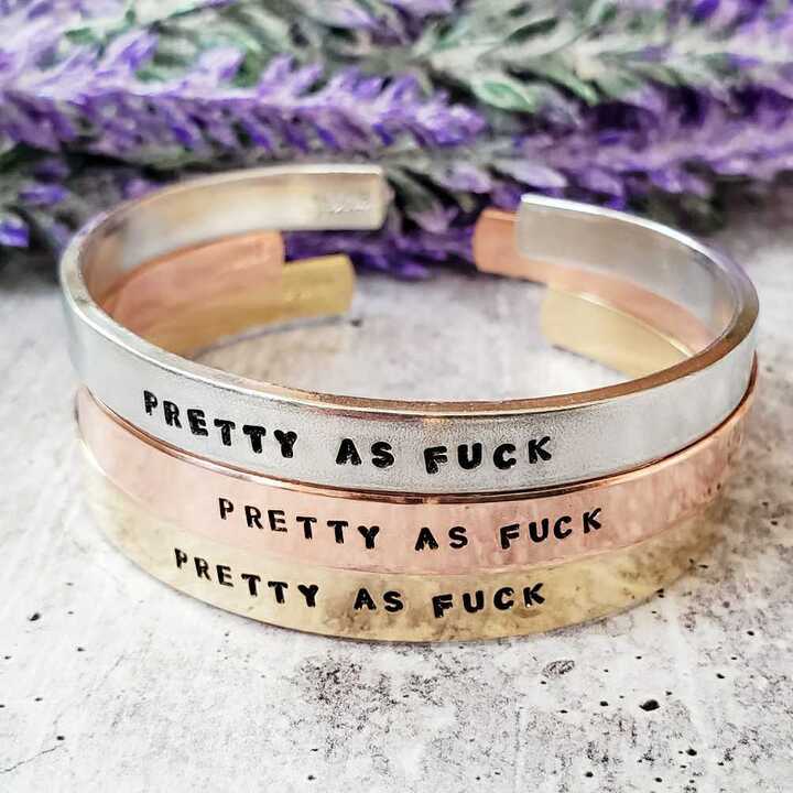 PRETTY AS FUCK Stacking Cuff Bracelet Salt and Sparkle