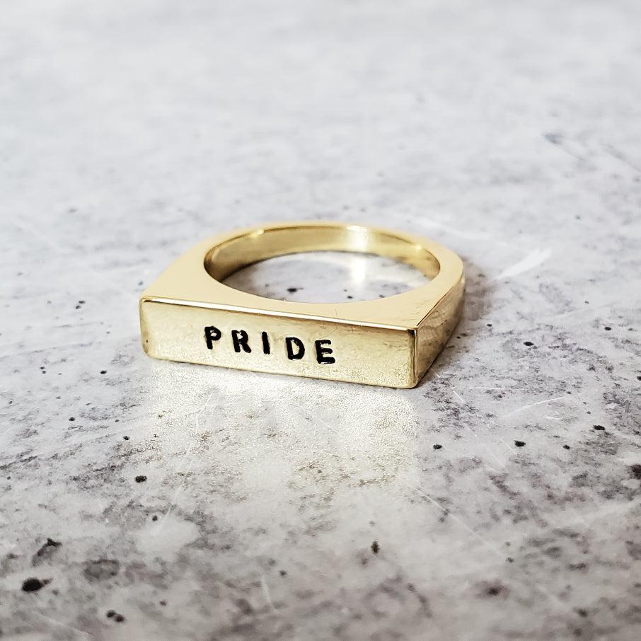 PRIDE LGBTQIA+ Flat Top Ring Salt and Sparkle