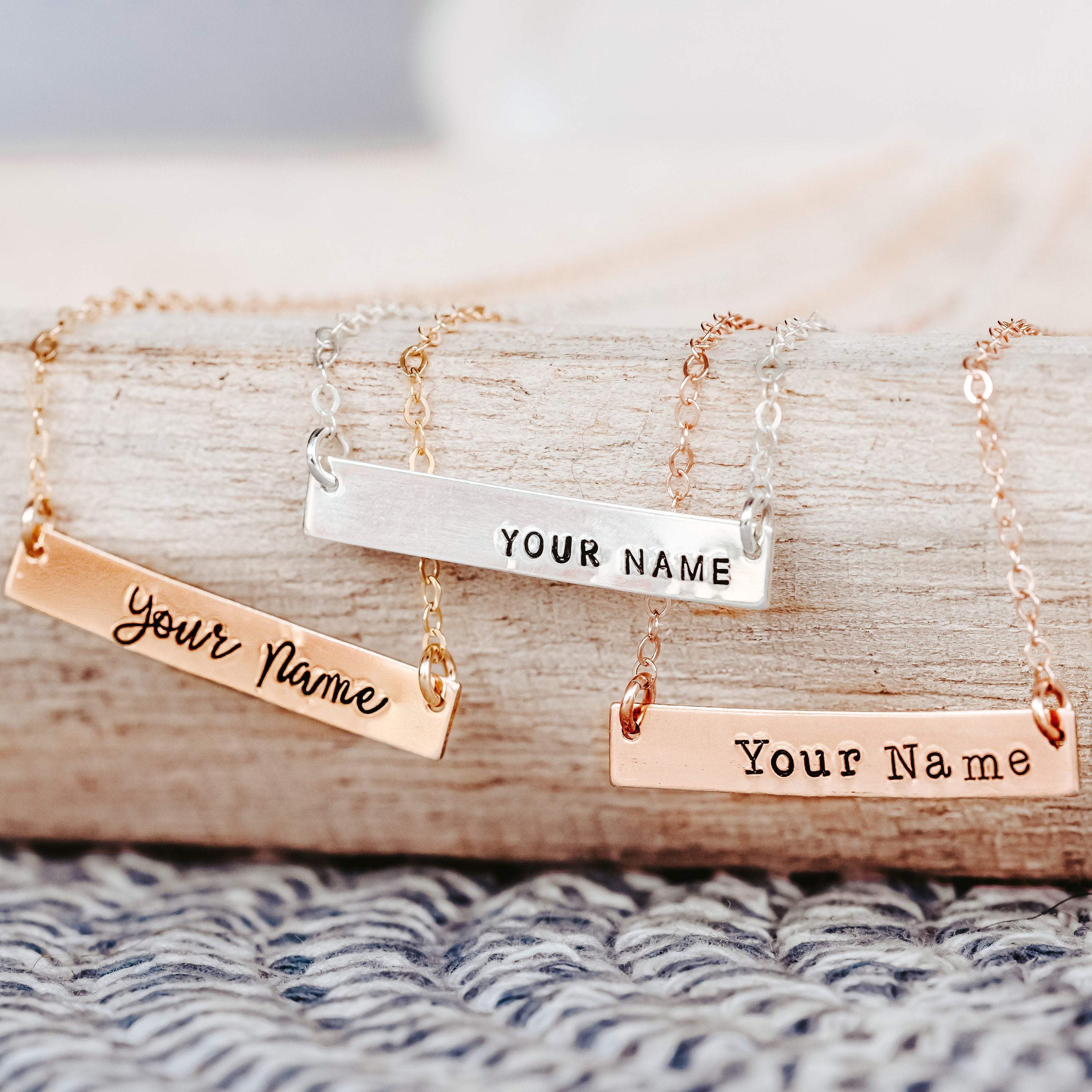 Personalized Bar Necklace Salt and Sparkle