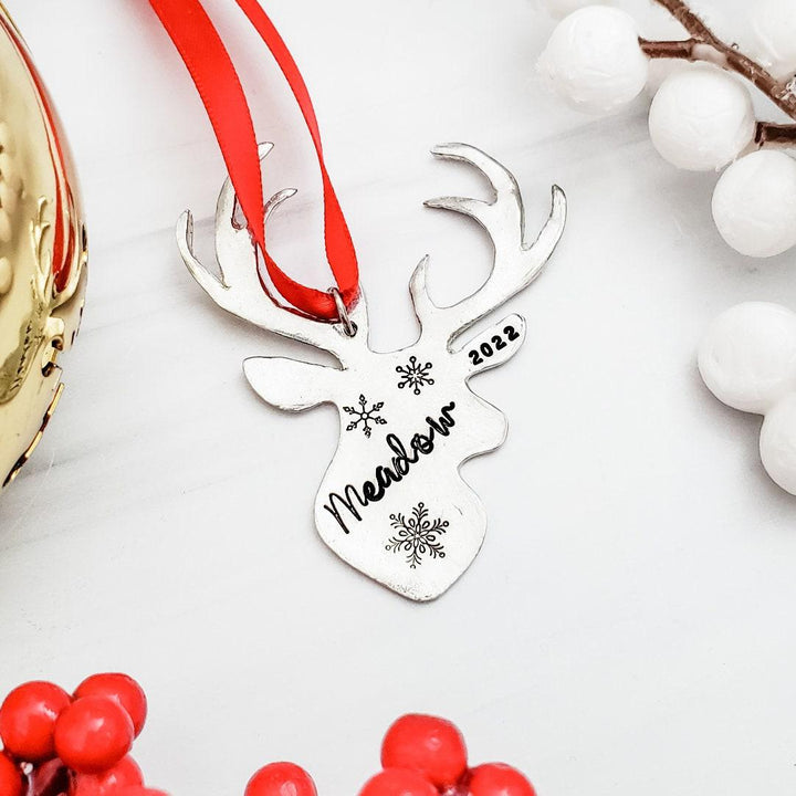 Personalized Child's Name Reindeer Ornament Salt and Sparkle