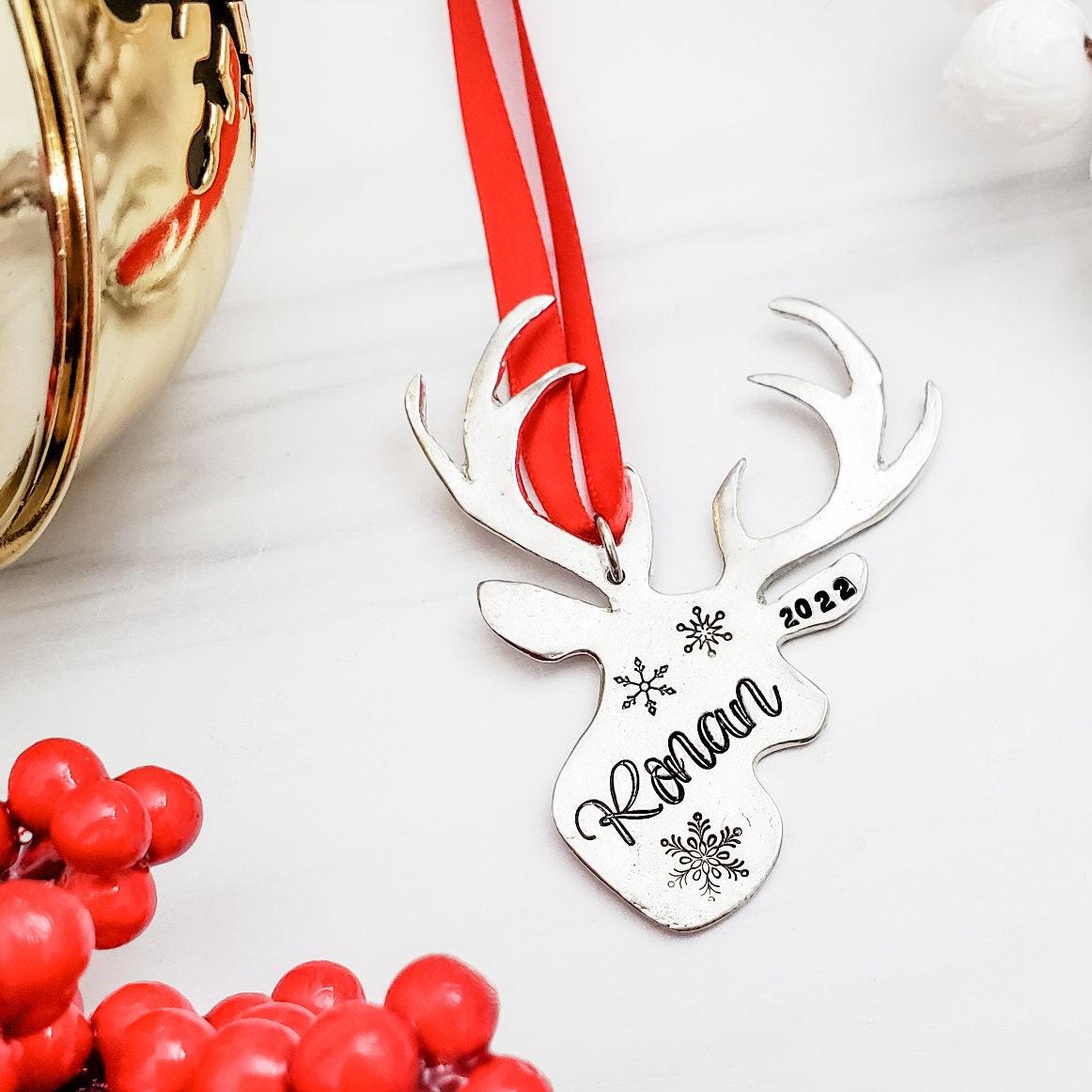 Personalized Child's Name Reindeer Ornament Salt and Sparkle