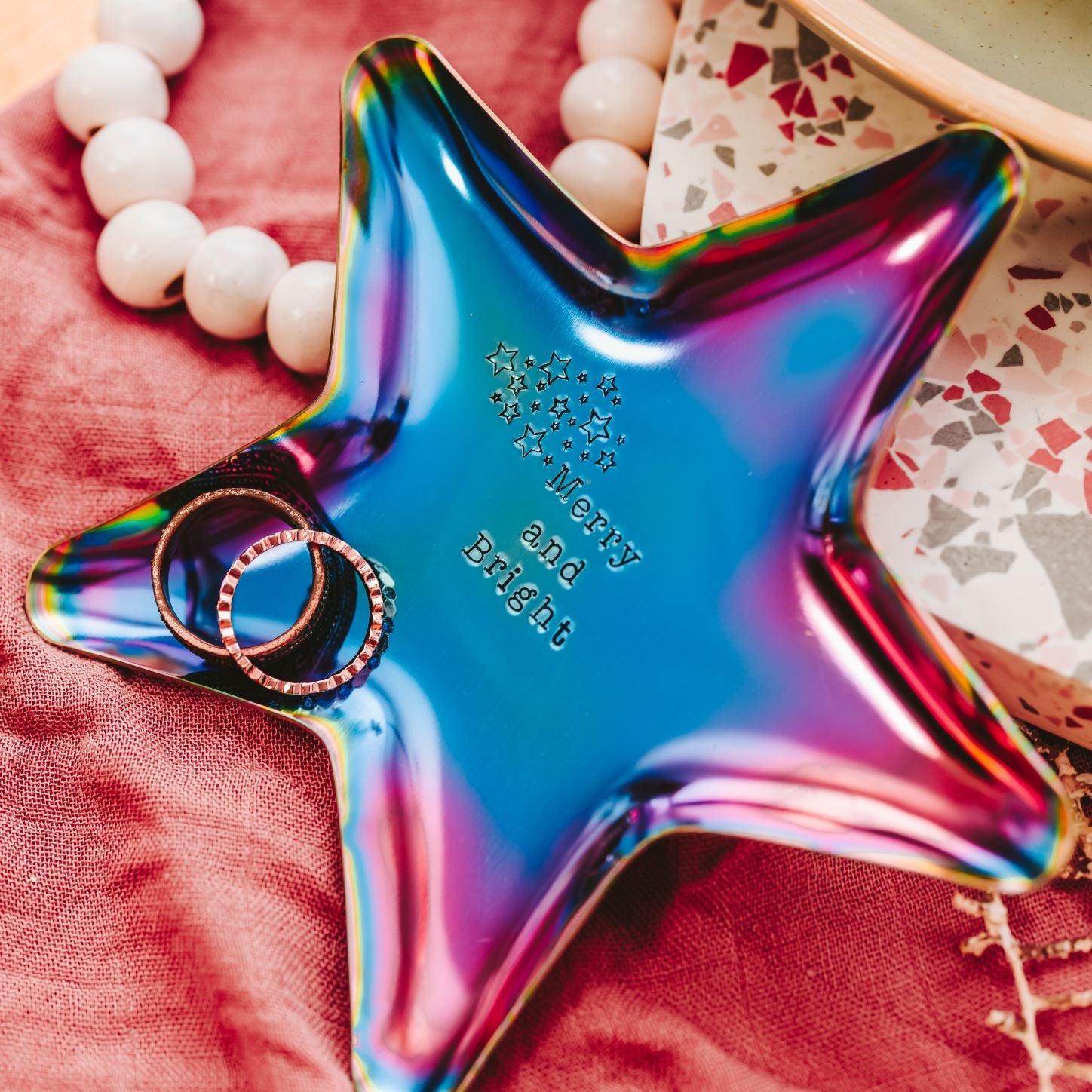 Personalized Christmas Star Trinket Dish Salt and Sparkle