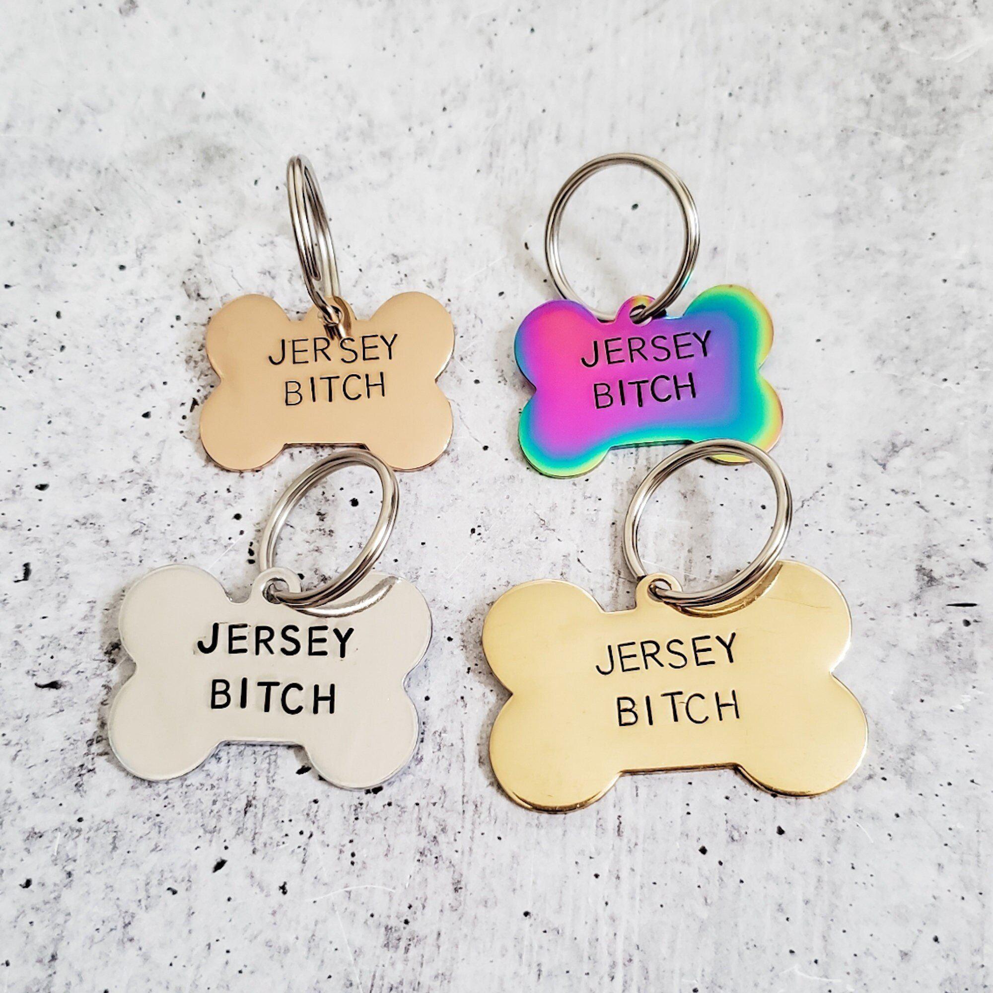 Personalized HOMETOWN BITCH Pet ID Tag Salt and Sparkle