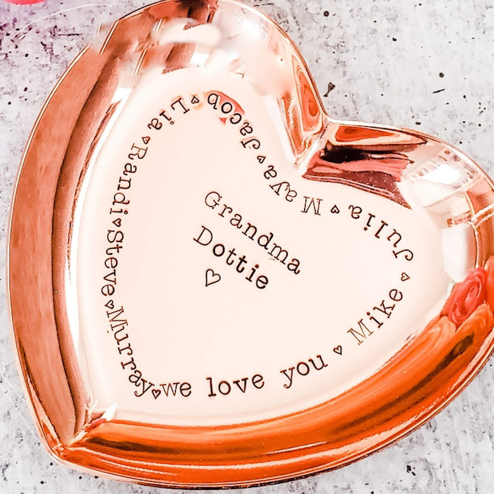 Personalized Heart Trinket Dish for Grandma Salt and Sparkle