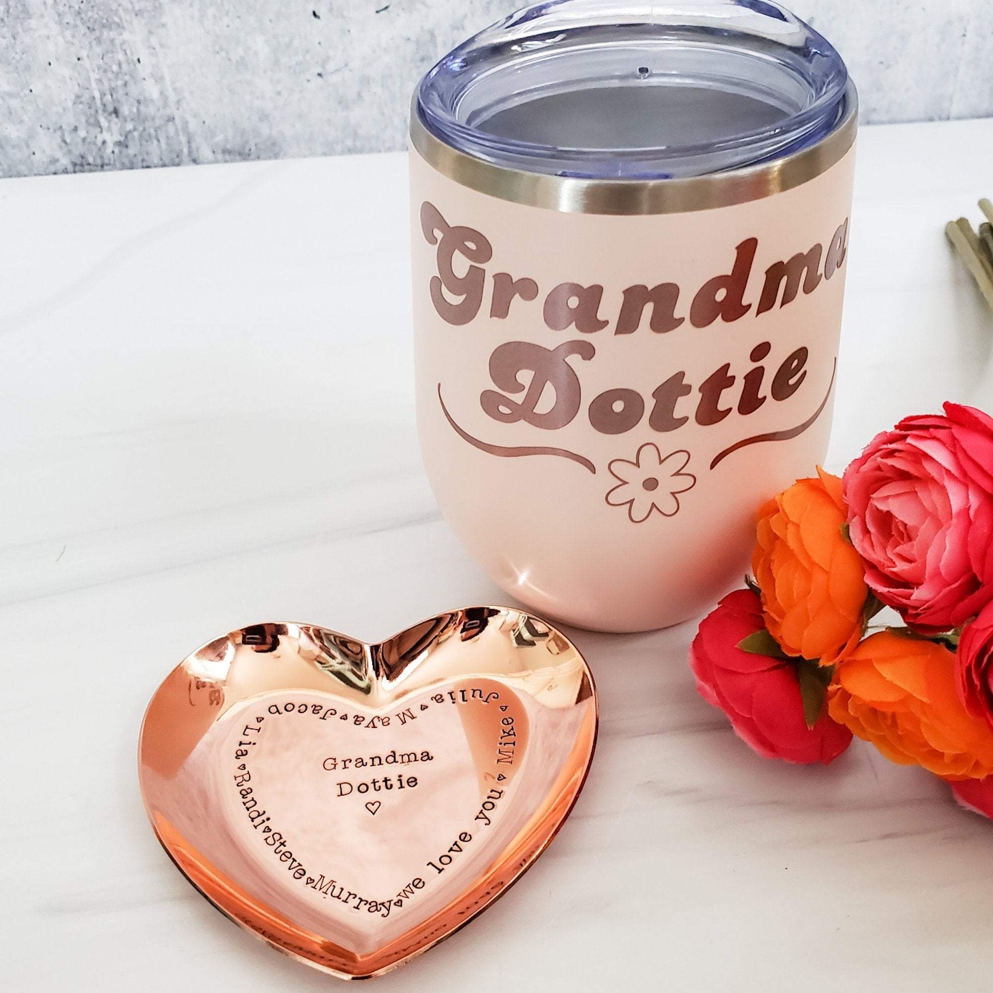 Personalized Heart Trinket Dish for Grandma Salt and Sparkle