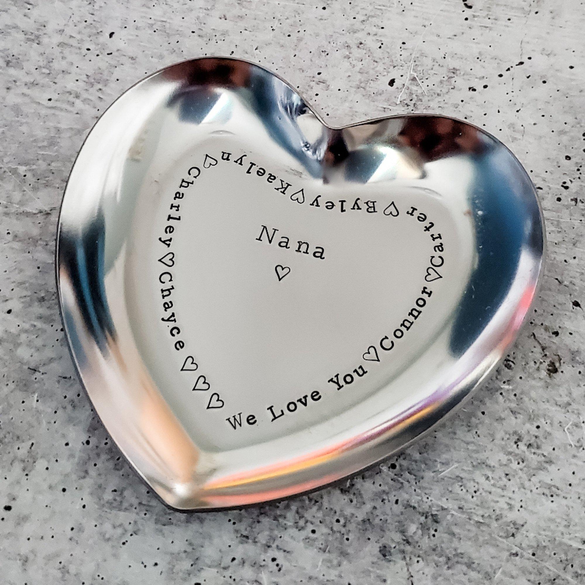Personalized Heart Trinket Dish for Grandma Salt and Sparkle