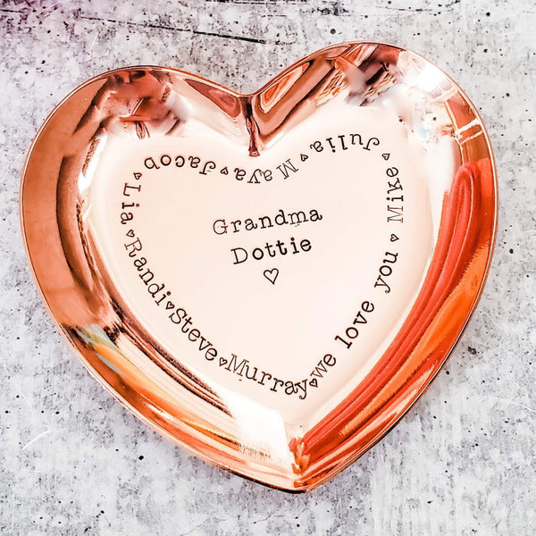 Personalized Heart Trinket Dish for Grandma Salt and Sparkle