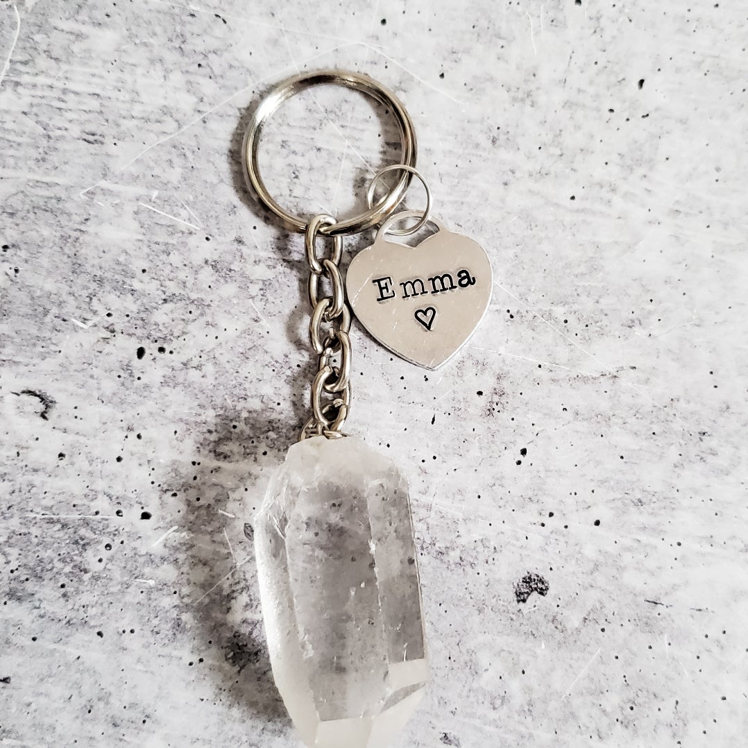 Personalized Raw Crystal Keychain Salt and Sparkle