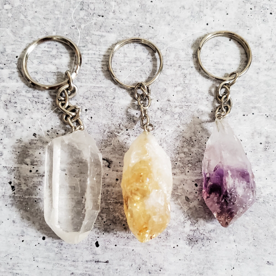 Personalized Raw Crystal Keychain Salt and Sparkle