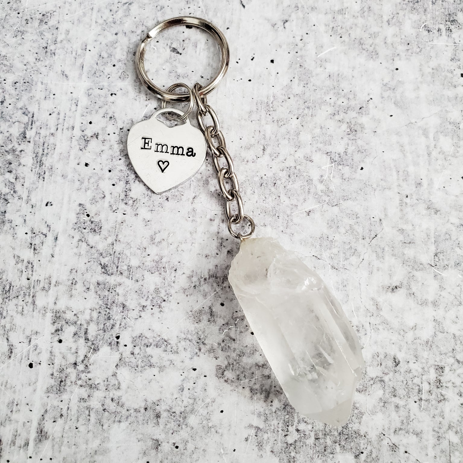 Personalized Raw Crystal Keychain Salt and Sparkle
