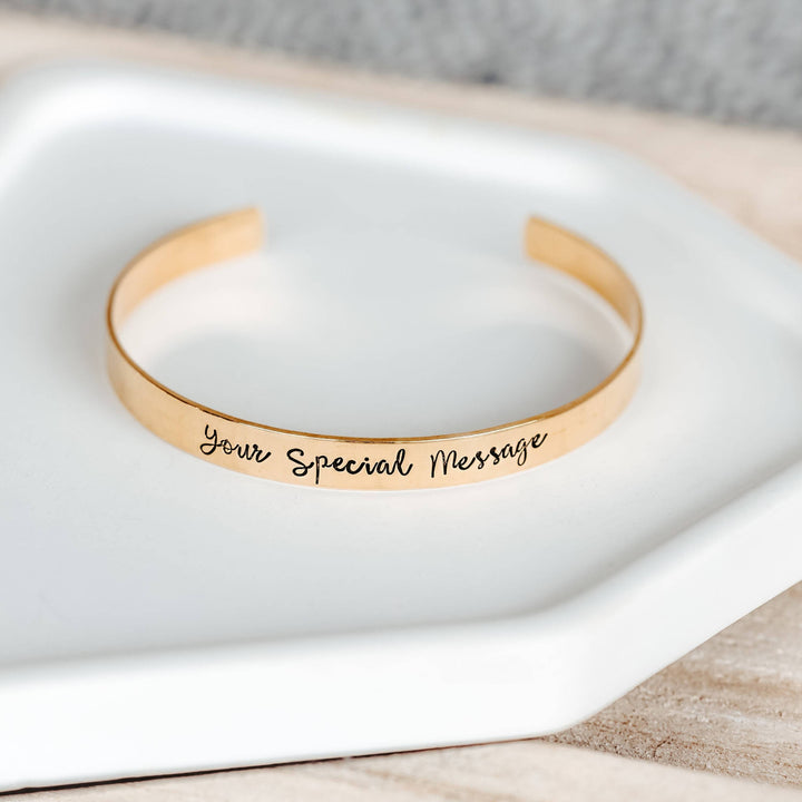 Personalized Solid 14k Gold Cuff Bracelet Salt and Sparkle