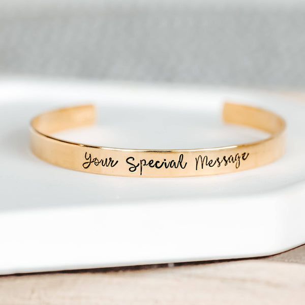 Personalized Solid 14k Gold Cuff Bracelet Salt and Sparkle