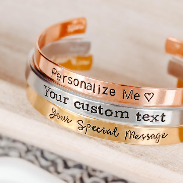 Personalized Stacking Cuff Bracelet Salt and Sparkle