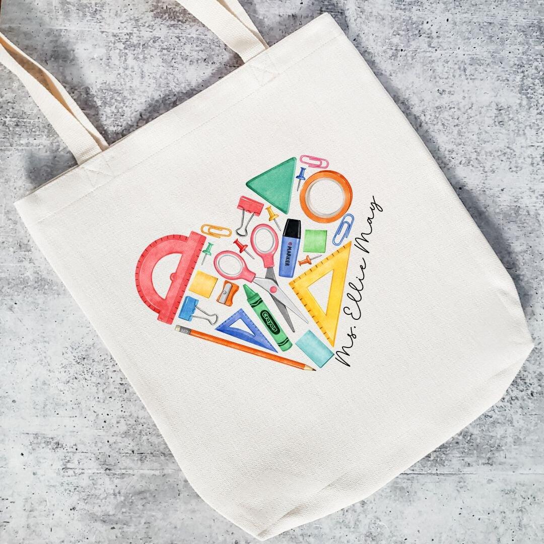 Personalized Teacher Tote Bag - Preschool Teacher Appreciation Gift - Custom Teacher Appreciation Gift Bag - End of Year Gift From Child