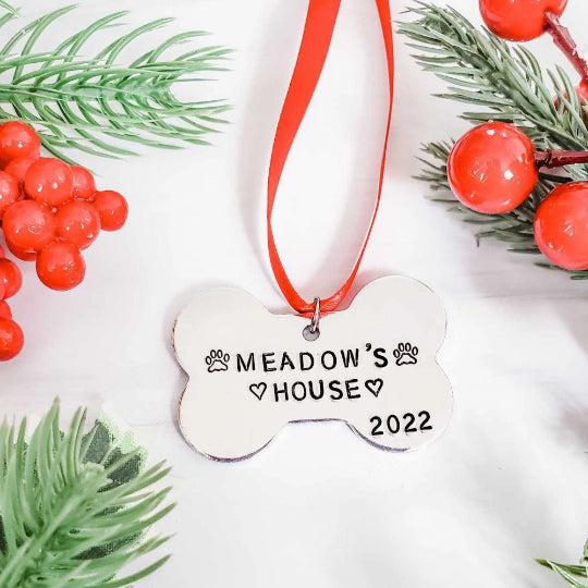 Pet Name's House Personalized Holiday Ornament Salt and Sparkle