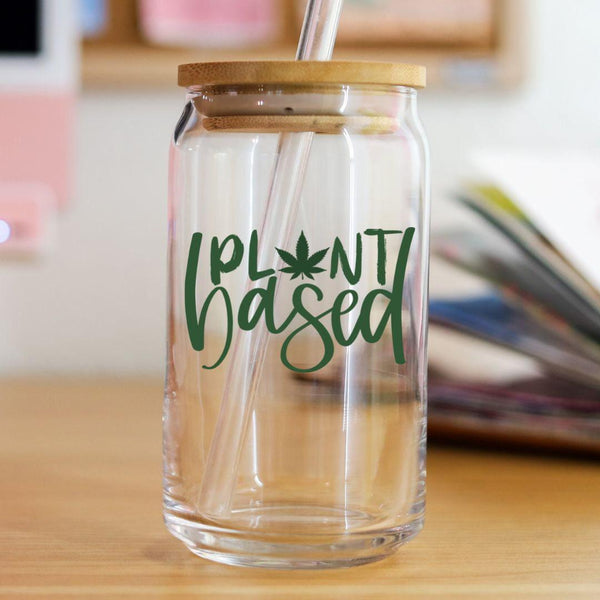 Plant Based Glass Can Cup for Vegan Pot Head Salt and Sparkle