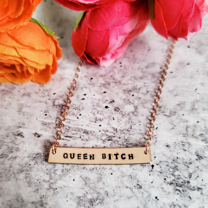 QUEEN BITCH Bar Necklace Salt and Sparkle