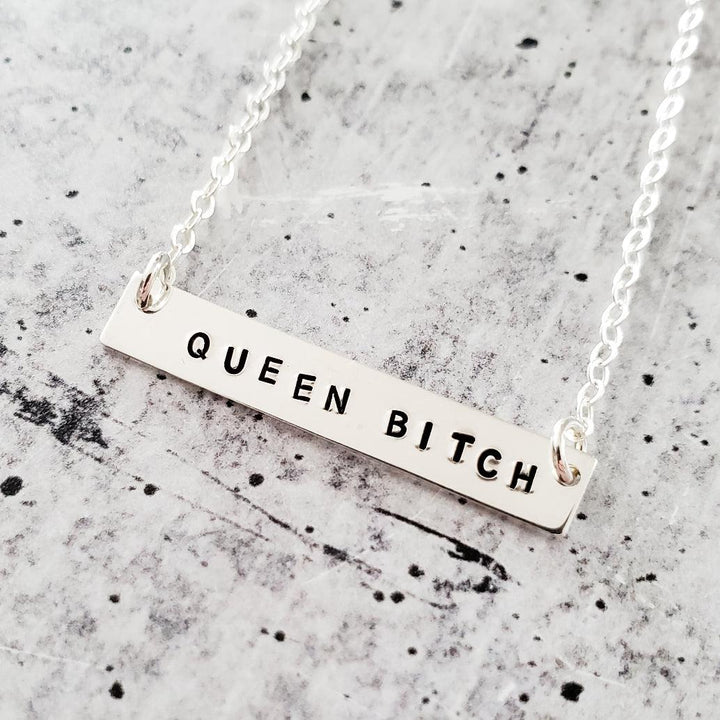 QUEEN BITCH Bar Necklace Salt and Sparkle