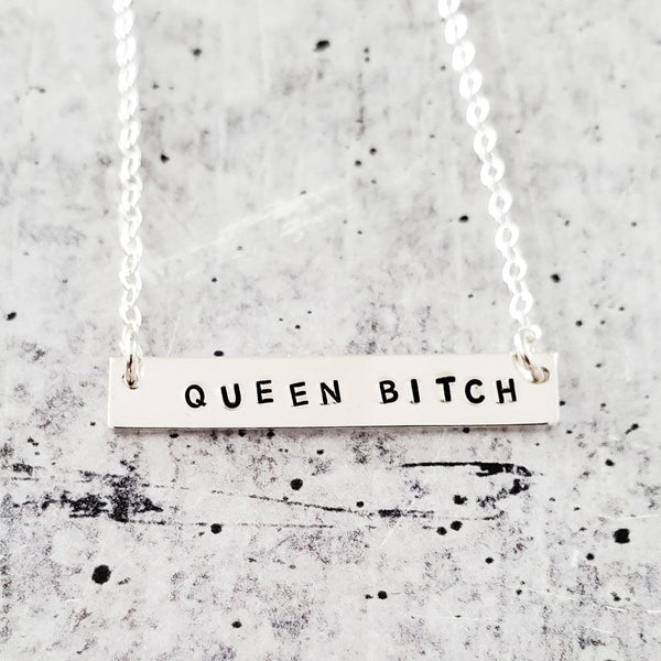 QUEEN BITCH Bar Necklace Salt and Sparkle