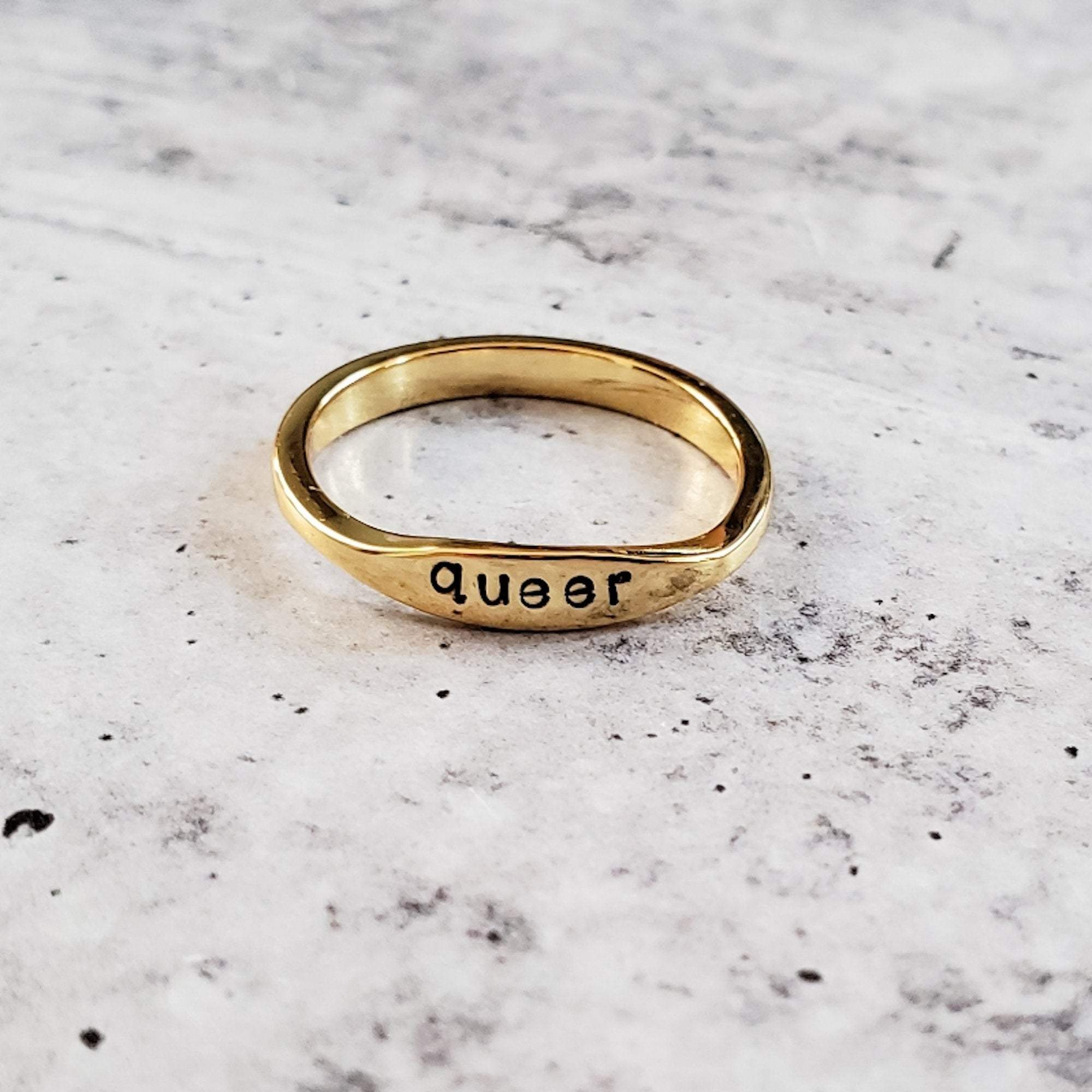 QUEER Dainty Gold Ring Salt and Sparkle