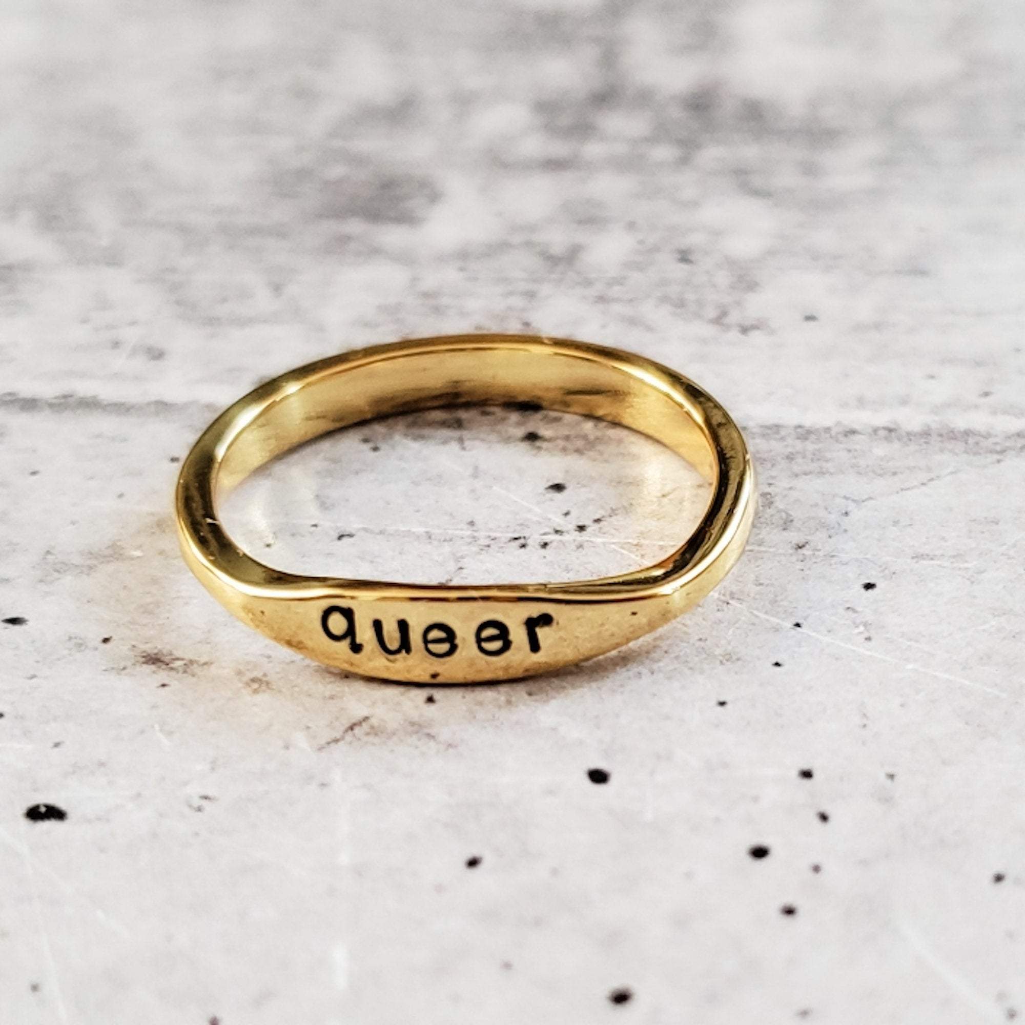 QUEER Dainty Gold Ring Salt and Sparkle