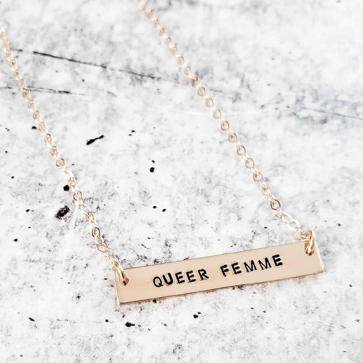 QUEER FEMME Bar Necklace Salt and Sparkle