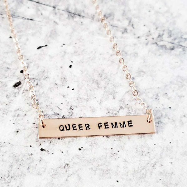 QUEER FEMME Bar Necklace Salt and Sparkle