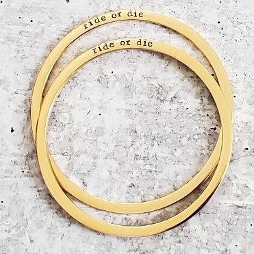 RIDE OR DIE Stacking Bangle Bracelet Salt and Sparkle