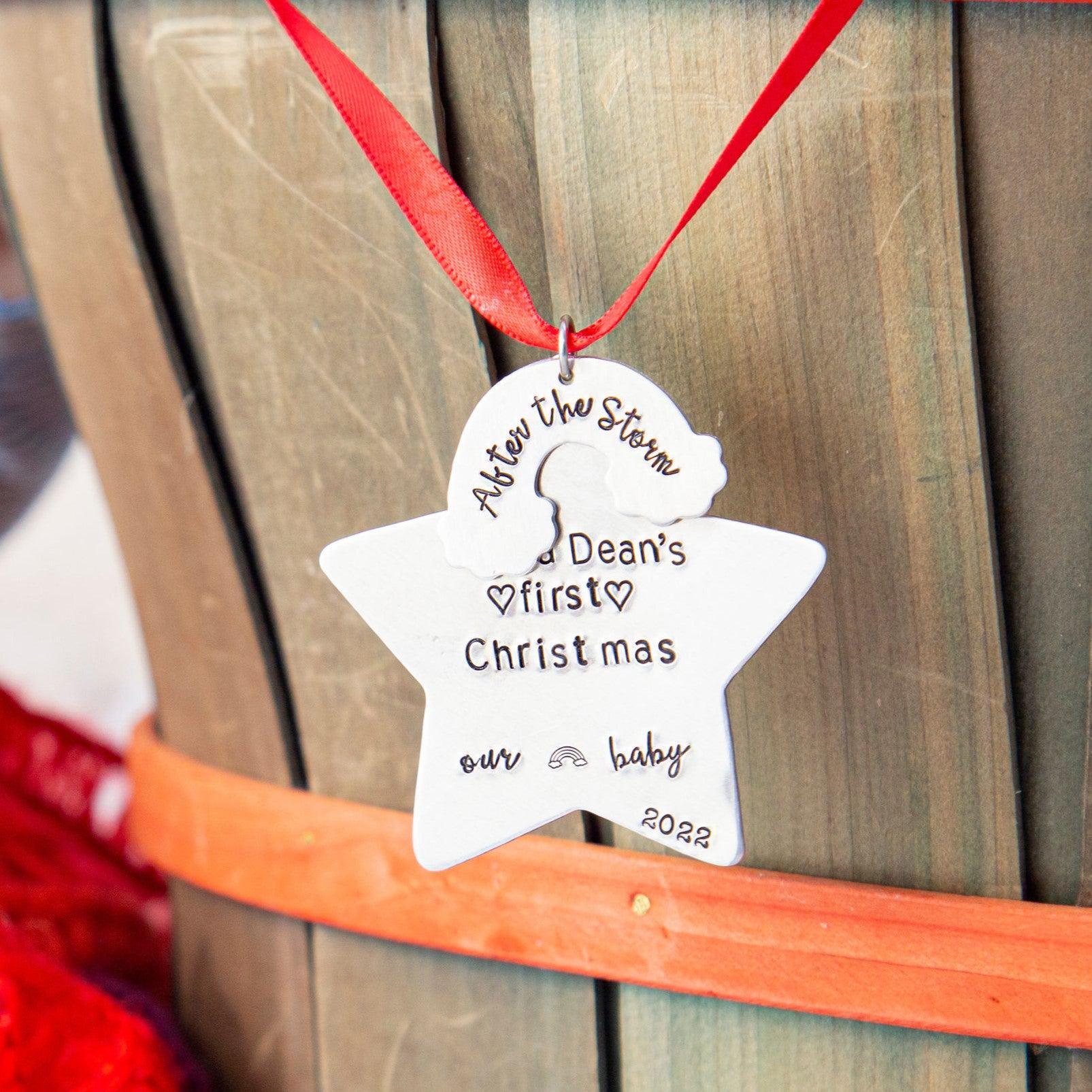 Rainbow Baby's First Christmas Star Ornament Salt and Sparkle