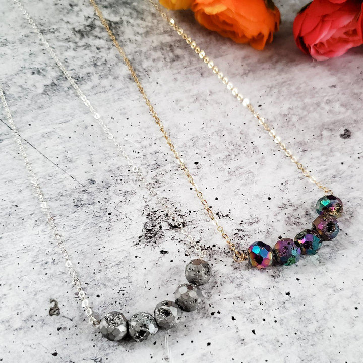 Rainbow Druzy Bar Necklace Salt and Sparkle