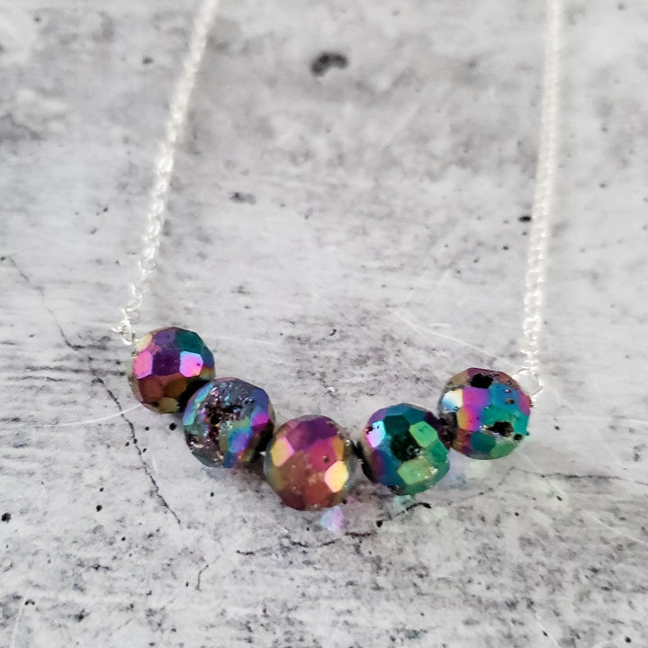 Rainbow Druzy Bar Necklace Salt and Sparkle