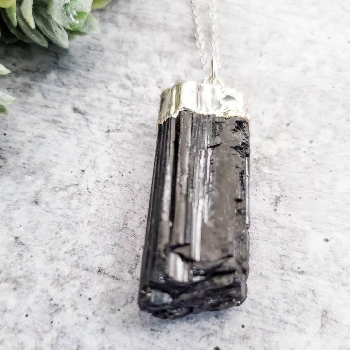 Raw Black Tourmaline Necklace Salt and Sparkle