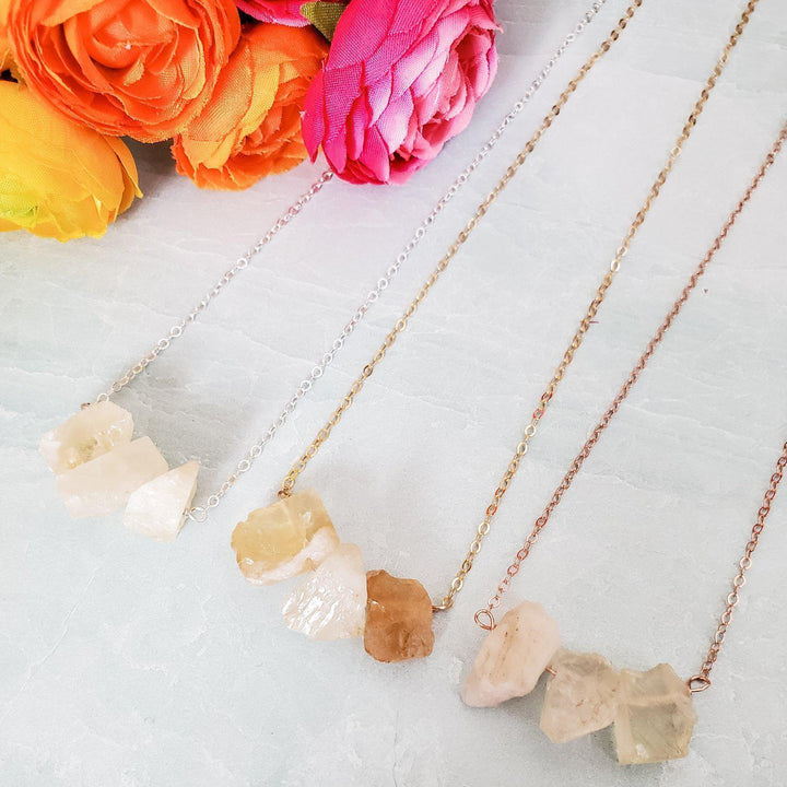 Raw Yellow Citrine Bar Necklace Salt and Sparkle