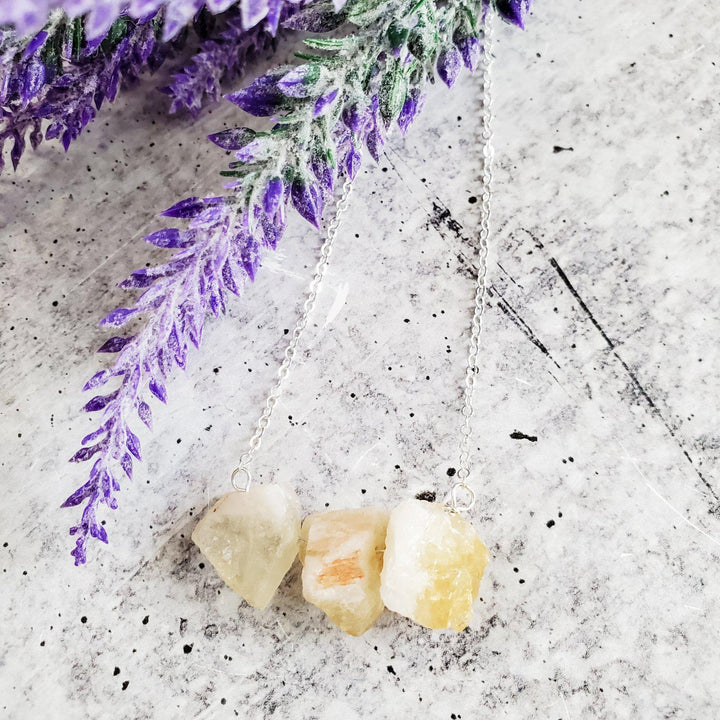 Raw Yellow Citrine Bar Necklace Salt and Sparkle