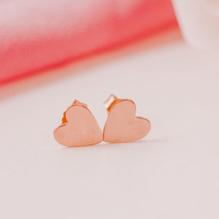 Rose Gold Heart Studs Salt and Sparkle