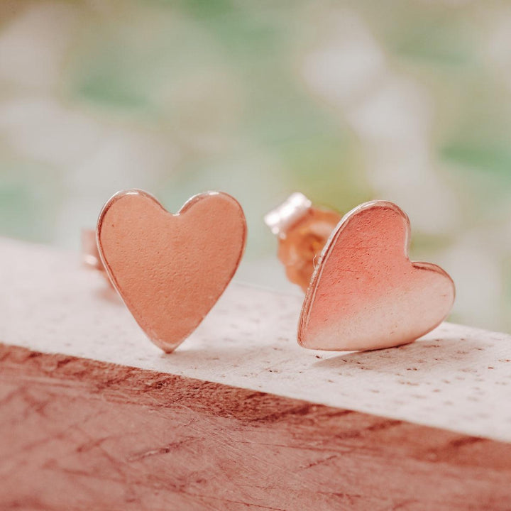 Rose Gold Heart Studs Salt and Sparkle