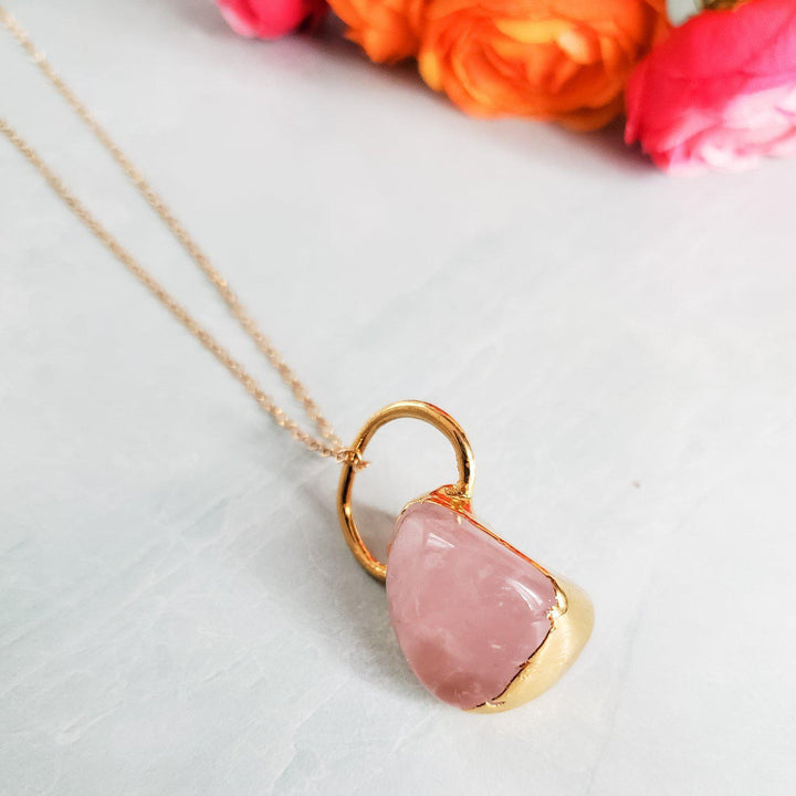 Rose Quartz Gold Necklace Salt and Sparkle