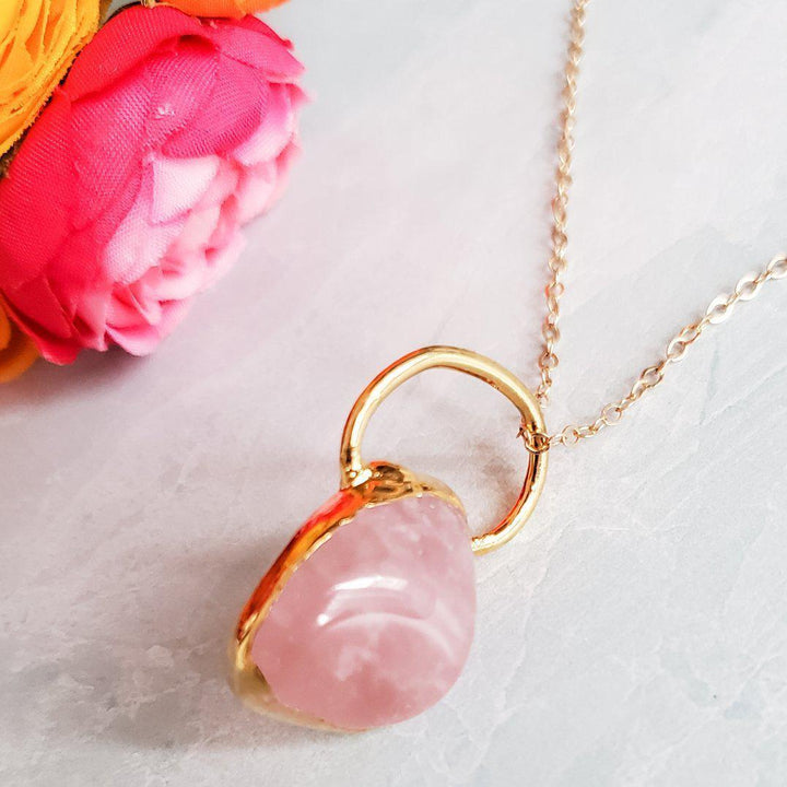 Rose Quartz Gold Necklace Salt and Sparkle