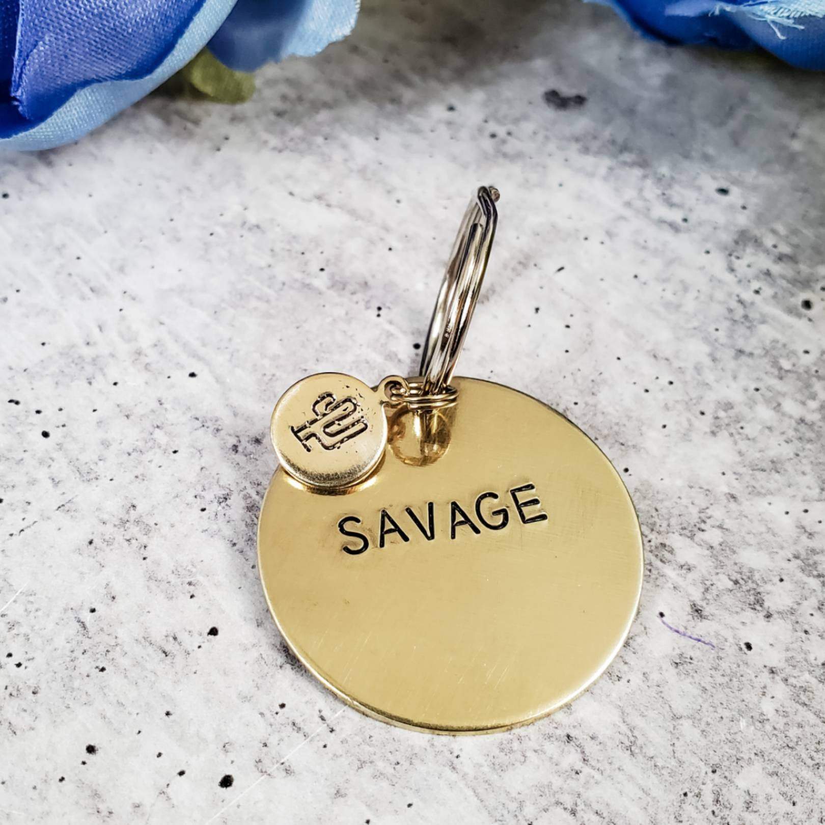 SAVAGE Brass Disc Keychain Salt and Sparkle